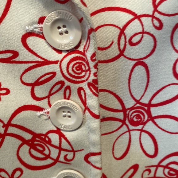Moschino jeans cotton, red & white patterned blazer with white buttons. - Picture 4 of 12